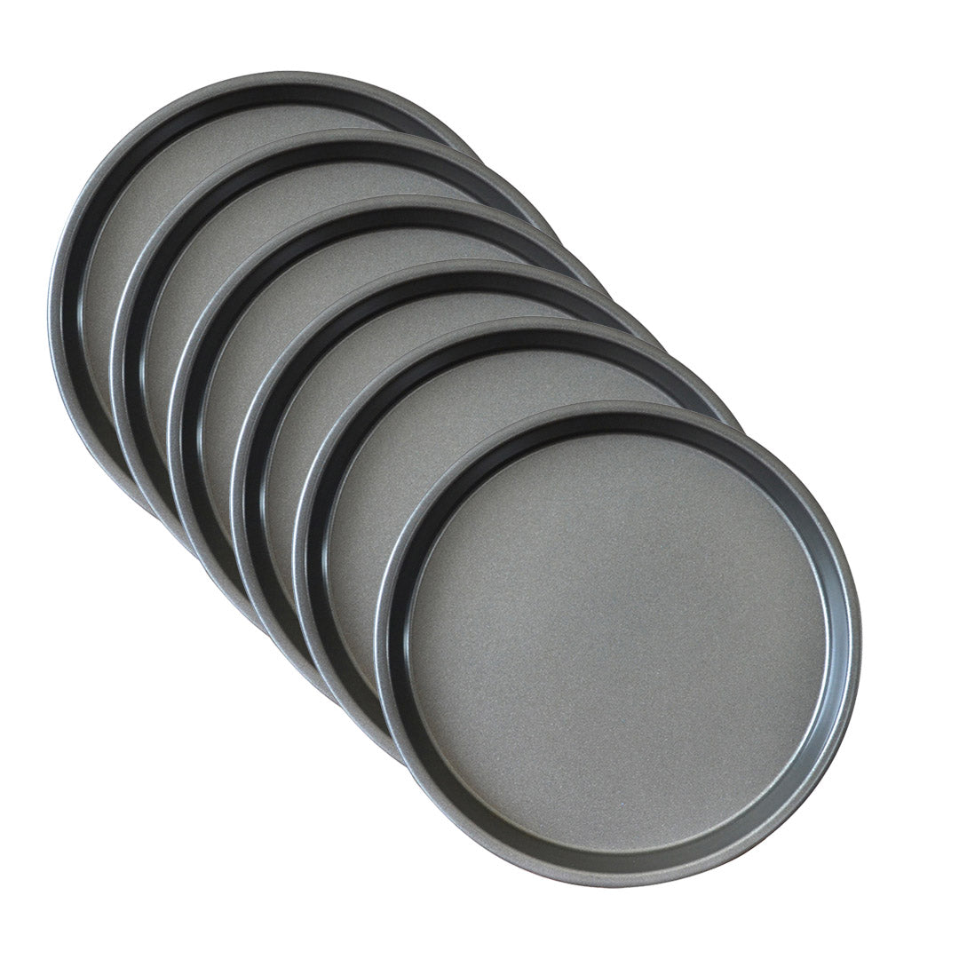 SOGA 6X 8-inch Round Black Steel Non-stick Pizza Tray Oven Baking Plate Pan - Cafe Supply