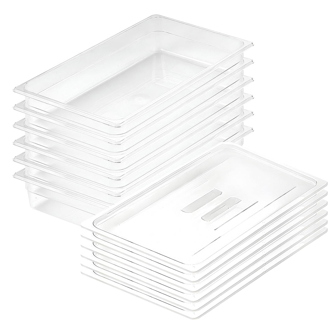 SOGA 100mm Clear Gastronorm GN Pan 1/1 Food Tray Storage Bundle of 6 with Lid - Cafe Supply