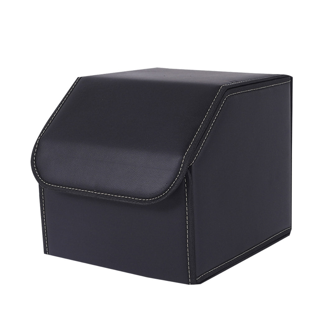 SOGA Leather Car Boot Collapsible Foldable Trunk Cargo Organizer Portable Storage Box Black Small - Cafe Supply