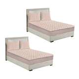SOGA 2X Beige 183cm Wide Mattress Cover Thick Quilted Fleece Stretchable Clover Design Bed Spread Sheet Protector with Pillow Covers - Cafe Supply
