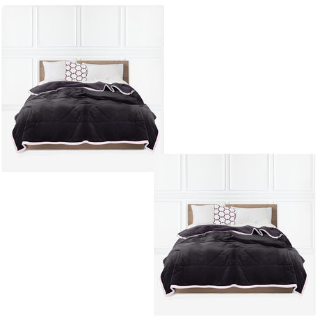 SOGA 2X Dark Grey Throw Blanket Warm Cozy Double Sided Thick Flannel Coverlet Fleece Bed Sofa Comforter - Cafe Supply