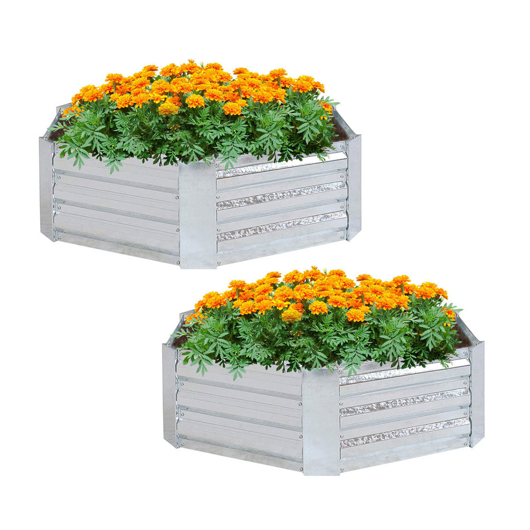 SOGA 2X 60cm Hexagon Shape Galvanised Raised Garden Bed Vegetable Herb Flower Outdoor Planter Box - Cafe Supply