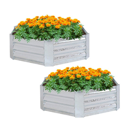 SOGA 2X 60cm Hexagon Shape Galvanised Raised Garden Bed Vegetable Herb Flower Outdoor Planter Box - Cafe Supply