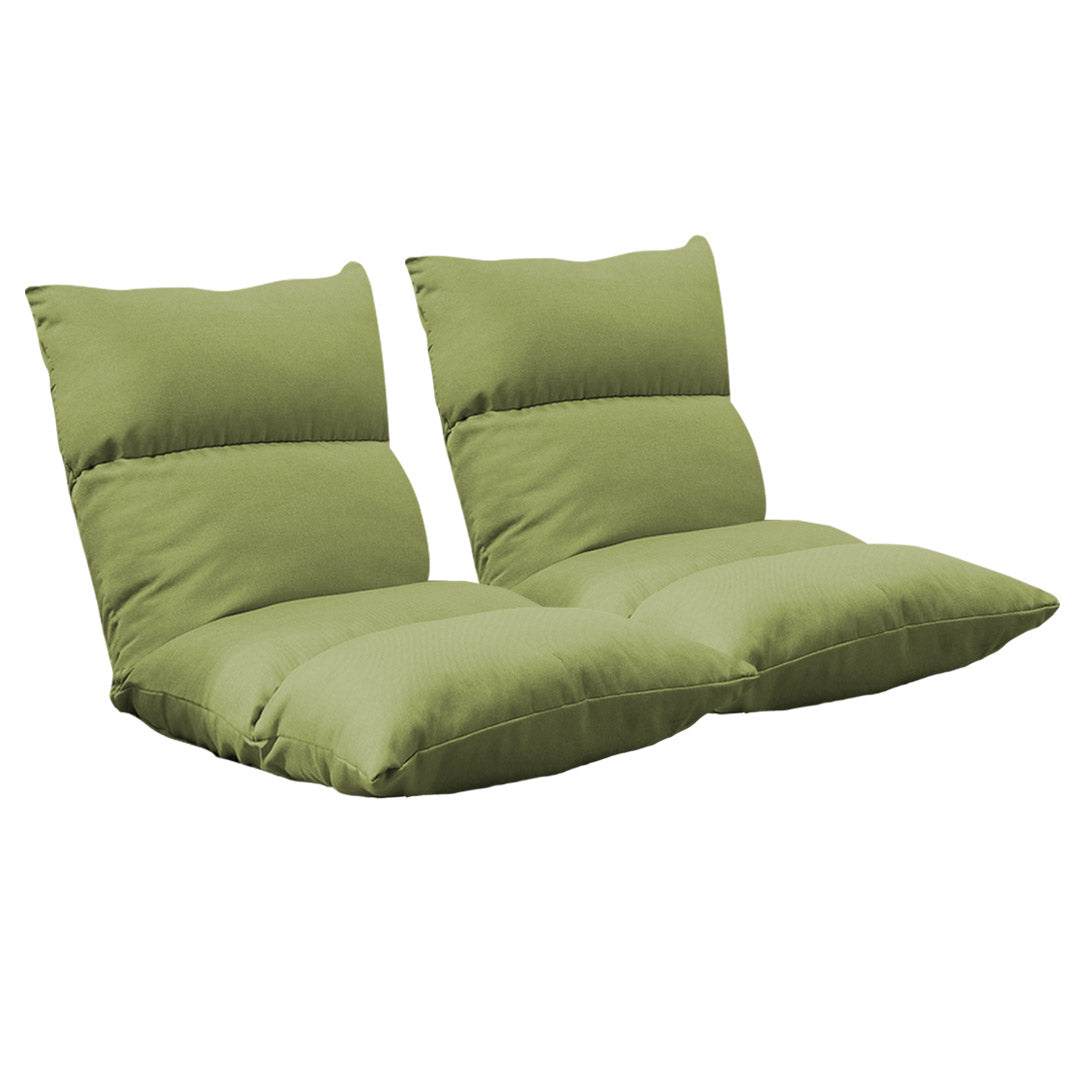 SOGA 2X Lounge Floor Recliner Adjustable Lazy Sofa Bed Folding Game Chair Yellow Green - Cafe Supply