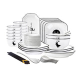 SOGA White Antler Printed Ceramic Dinnerware Set Crockery Soup Bowl Plate Server Kitchen Home Decor Set of 34 - Cafe Supply