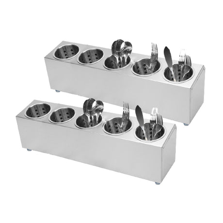 SOGA 2X 18/10 Stainless Steel Commercial Conical Utensils Cutlery Holder with 5 Holes - Cafe Supply