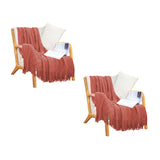 SOGA 2X Red Diamond Pattern Knitted Throw Blanket Warm Cozy Woven Cover Couch Bed Sofa Home Decor with Tassels - Cafe Supply