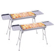 SOGA 2X Skewers Grill with Side Tray Portable Stainless Steel Charcoal BBQ Outdoor 6-8 Persons - Cafe Supply