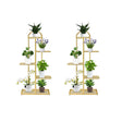 SOGA 2X 5 Tier 6 Pots Gold Metal Plant Stand Flowerpot Display Shelf Rack Indoor Home Office Decor - Cafe Supply