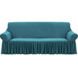 SOGA 4-Seater Blue Sofa Cover with Ruffled Skirt Couch Protector High Stretch Lounge Slipcover Home Decor - Cafe Supply