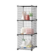 SOGA Black Portable 3 Tier Cube Storage Organiser Foldable DIY Modular Grid Space Saving Shelf - Cafe Supply