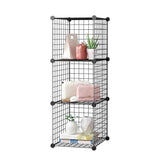 SOGA Black Portable 3 Tier Cube Storage Organiser Foldable DIY Modular Grid Space Saving Shelf - Cafe Supply