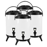 SOGA 4X 8L Stainless Steel Insulated Milk Tea Barrel Hot and Cold Beverage Dispenser Container with Faucet White - Cafe Supply