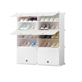 SOGA 5 Tier 2 Column White Shoe Rack Organizer Sneaker Footwear Storage Stackable Stand Cabinet Portable Wardrobe with Cover - Cafe Supply