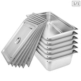 SOGA 6X Gastronorm GN Pan Full Size 1/1 GN Pan 15cm Deep Stainless Steel Tray With Lid - Cafe Supply