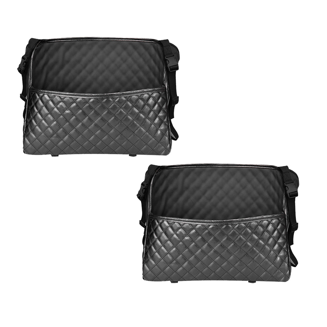 SOGA 2X Black Leather Car Storage Portable Hanging Organizer Backseat Multi-Purpose Interior Accessories Bag - Cafe Supply