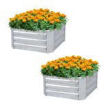 SOGA 2X 100cm Square Galvanised Raised Garden Bed Vegetable Herb Flower Outdoor Planter Box - Cafe Supply