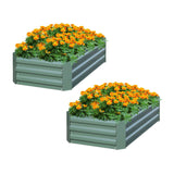 SOGA 2X 90cm Rectangle Galvanised Raised Garden Bed Vegetable Herb Flower Outdoor Planter Box - Cafe Supply