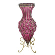 SOGA 67cm Purple Glass Tall Floor Vase with Metal Flower Stand - Cafe Supply