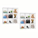 SOGA 2X White Portable 9-Cube 3 Column Storage Organiser Foldable DIY Modular Grid Space Saving Shelf - Cafe Supply