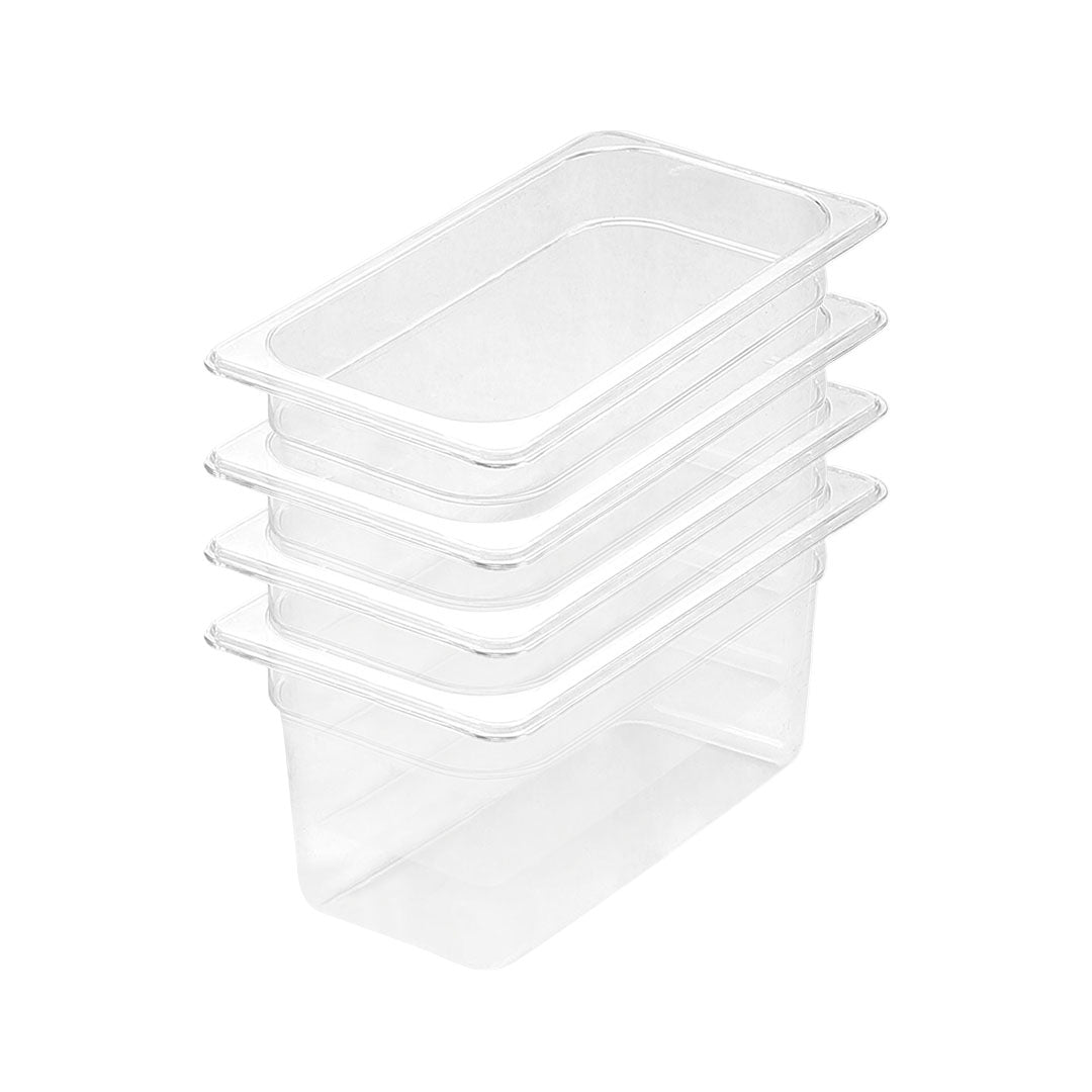 SOGA 150mm Clear Gastronorm GN Pan 1/3 Food Tray Storage Bundle of 4 - Cafe Supply