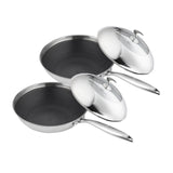 SOGA 2X 18/10 Stainless Steel Fry Pan 30cm Frying Pan Top Grade Cooking Non Stick Interior Skillet with Lid - Cafe Supply