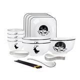 SOGA White Antler Printed Ceramic Dinnerware Set Crockery Soup Bowl Plate Server Kitchen Home Decor Set of 13 - Cafe Supply