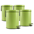 SOGA 4X 7L Foot Pedal Stainless Steel Rubbish Recycling Garbage Waste Trash Bin Round Green - Cafe Supply