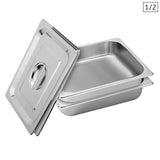 SOGA 2X Gastronorm GN Pan Full Size 1/2 GN Pan 6.5cm Deep Stainless Steel Tray With Lid - Cafe Supply