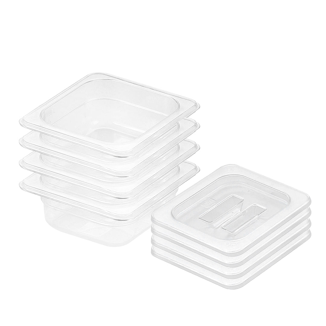 SOGA 65mm Clear Gastronorm GN Pan 1/6 Food Tray Storage Bundle of 4 with Lid - Cafe Supply