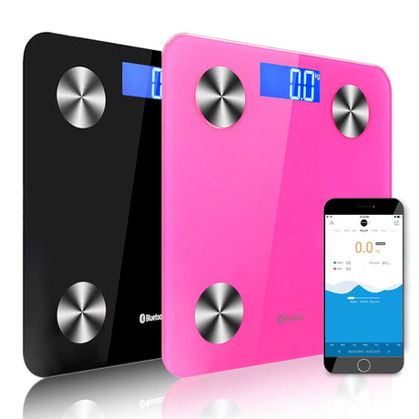 SOGA 2X Wireless Bluetooth Digital Body Fat Scale Bathroom Health Analyser Weight Black/Pink - Cafe Supply