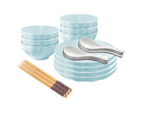 SOGA Light Blue Japanese Style Ceramic Dinnerware Crockery Soup Bowl Plate Server Kitchen Home Decor Set of 10 - Cafe Supply