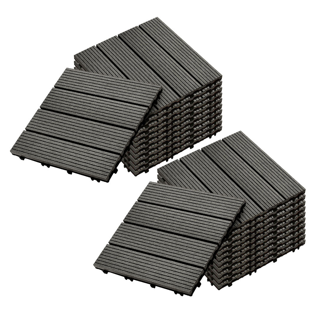 SOGA 2X 11 pcs Grey DIY Wooden Composite Decking Tiles Garden Outdoor Backyard Flooring Home Decor - Cafe Supply