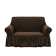 SOGA 2-Seater Coffee Sofa Cover with Ruffled Skirt Couch Protector High Stretch Lounge Slipcover Home Decor - Cafe Supply