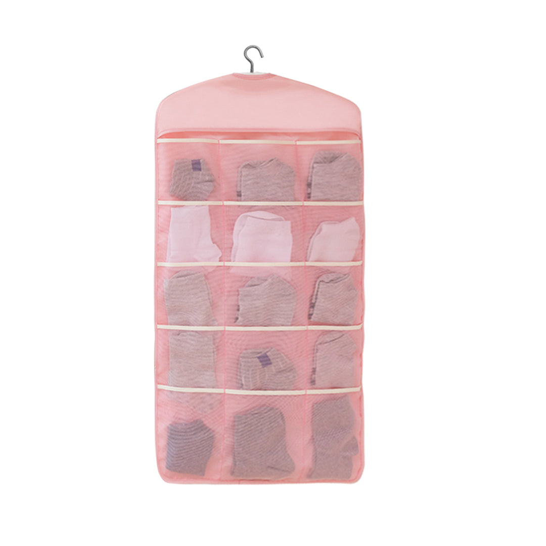 SOGA Pink Double Sided Hanging Storage Bag Underwear Bra Socks Mesh Pocket Hanger Home Organiser - Cafe Supply