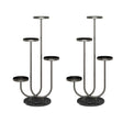 SOGA 2X U Shaped Plant Stand Round Flower Pot Tray Living Room Balcony Display Black Metal Decorative Shelf - Cafe Supply