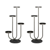 SOGA 2X U Shaped Plant Stand Round Flower Pot Tray Living Room Balcony Display Black Metal Decorative Shelf - Cafe Supply