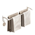 SOGA 52cm White Wall-Mounted Double Pole Towel Holder Bathroom Organiser Rail Hanger with Hooks - Cafe Supply