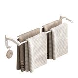 SOGA 52cm White Wall-Mounted Double Pole Towel Holder Bathroom Organiser Rail Hanger with Hooks - Cafe Supply