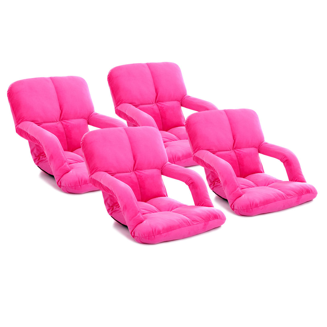 SOGA 4X Foldable Lounge Cushion Adjustable Floor Lazy Recliner Chair with Armrest Pink - Cafe Supply