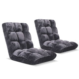 SOGA 2X Floor Recliner Folding Lounge Sofa Futon Couch Folding Chair Cushion Grey - Cafe Supply