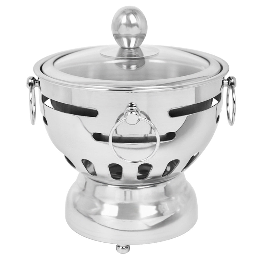 SOGA Stainless Steel Mini Asian Buffet Hot Pot Single Person Shabu Alcohol Stove Burner with Glass Lid - Cafe Supply