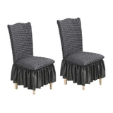 SOGA 2X Dark Grey Chair Cover Seat Protector with Ruffle Skirt Stretch Slipcover Wedding Party Home Decor - Cafe Supply