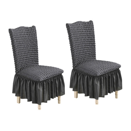 SOGA 2X Dark Grey Chair Cover Seat Protector with Ruffle Skirt Stretch Slipcover Wedding Party Home Decor - Cafe Supply