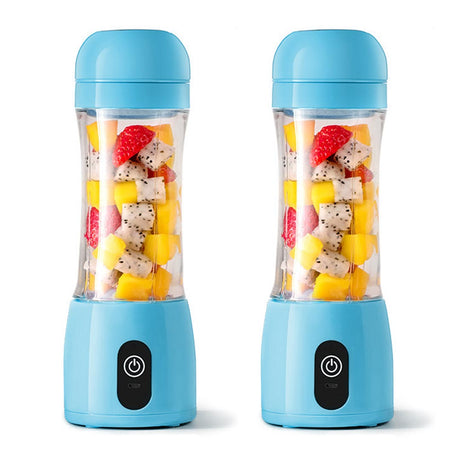 SOGA 2X 380ml Portable Mini USB Rechargeable Handheld Fruit Mixer Juicer Blue - Cafe Supply