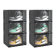 SOGA 2X 3 Tier Black Portable Shoe Organiser Sneaker Footwear Folding Plastic Bin Stackable Storage Box with Magnetic Door - Cafe Supply