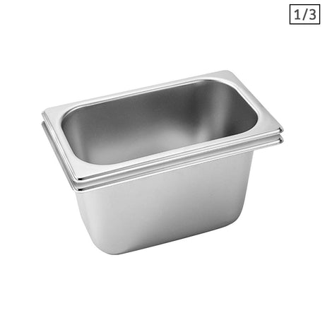 SOGA 2X Gastronorm GN Pan Full Size 1/3 GN Pan 15cm Deep Stainless Steel Tray - Cafe Supply