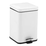 SOGA Foot Pedal Stainless Steel Rubbish Recycling Garbage Waste Trash Bin Square 12L White - Cafe Supply