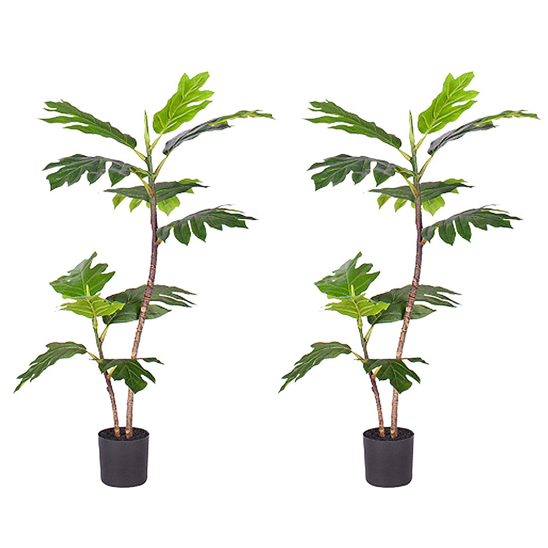 SOGA 2X 90cm 2-Trunk Artificial Natural Green Split-Leaf Philodendron Tree Fake Tropical Indoor Plant Home Office Decor - Cafe Supply