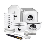 SOGA White Antler Printed Ceramic Dinnerware Set Crockery Soup Bowl Plate Server Kitchen Home Decor Set of 20 - Cafe Supply